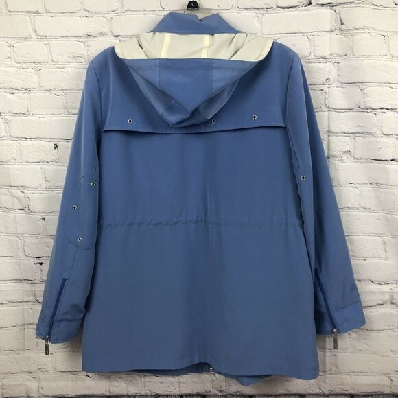 Utex Winter Raincoat Jacket Blue Detachable Hood Windbreaker Full Zip Sz Medium - Picture 3 of 12